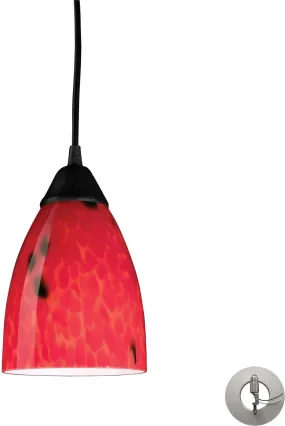 Classico 1 Light Pendant In Dark Rust and Fire Red Glass - Includes Recessed Lighting Kit