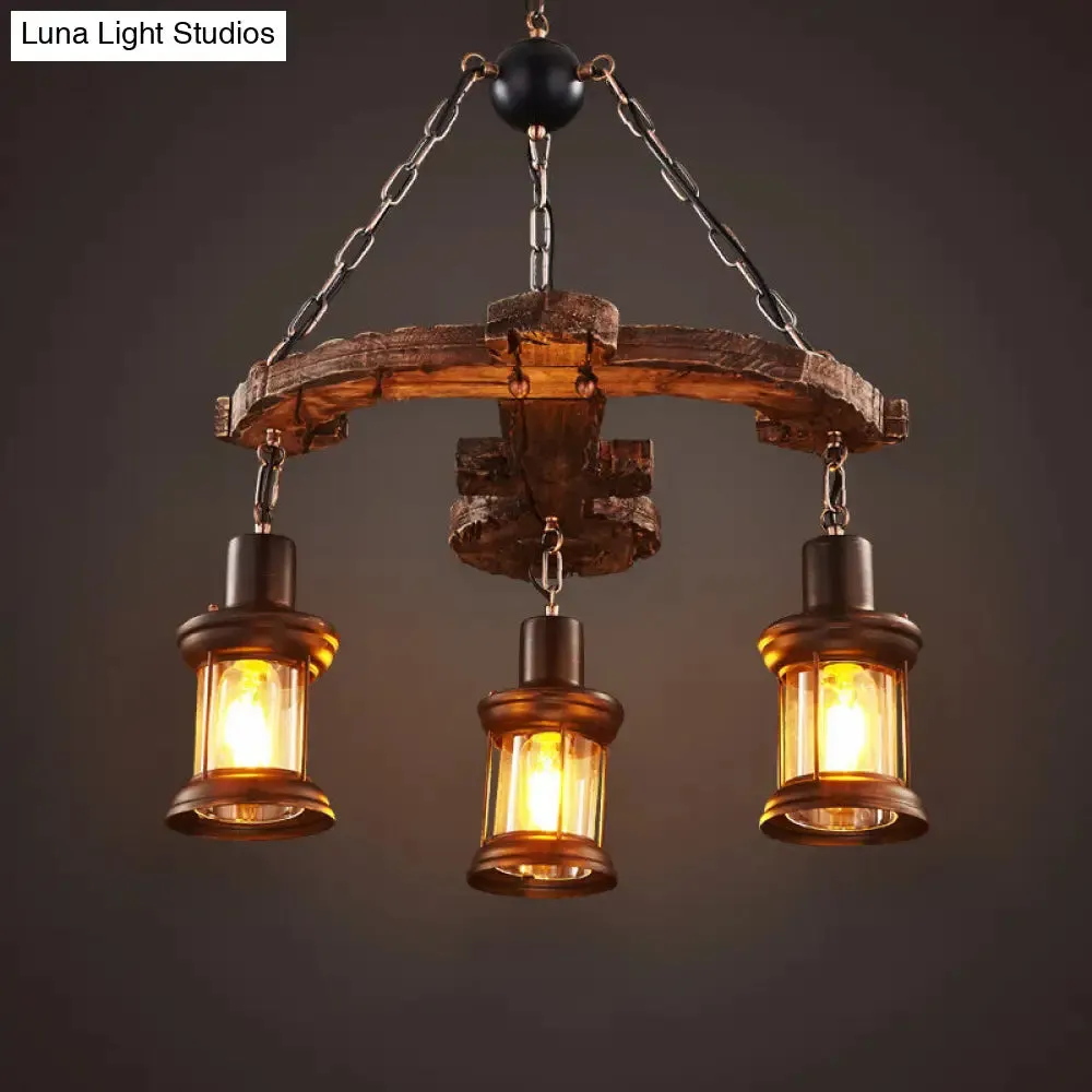 Coastal Wood Anchor Pendant Light in Beige for Coffee Shops