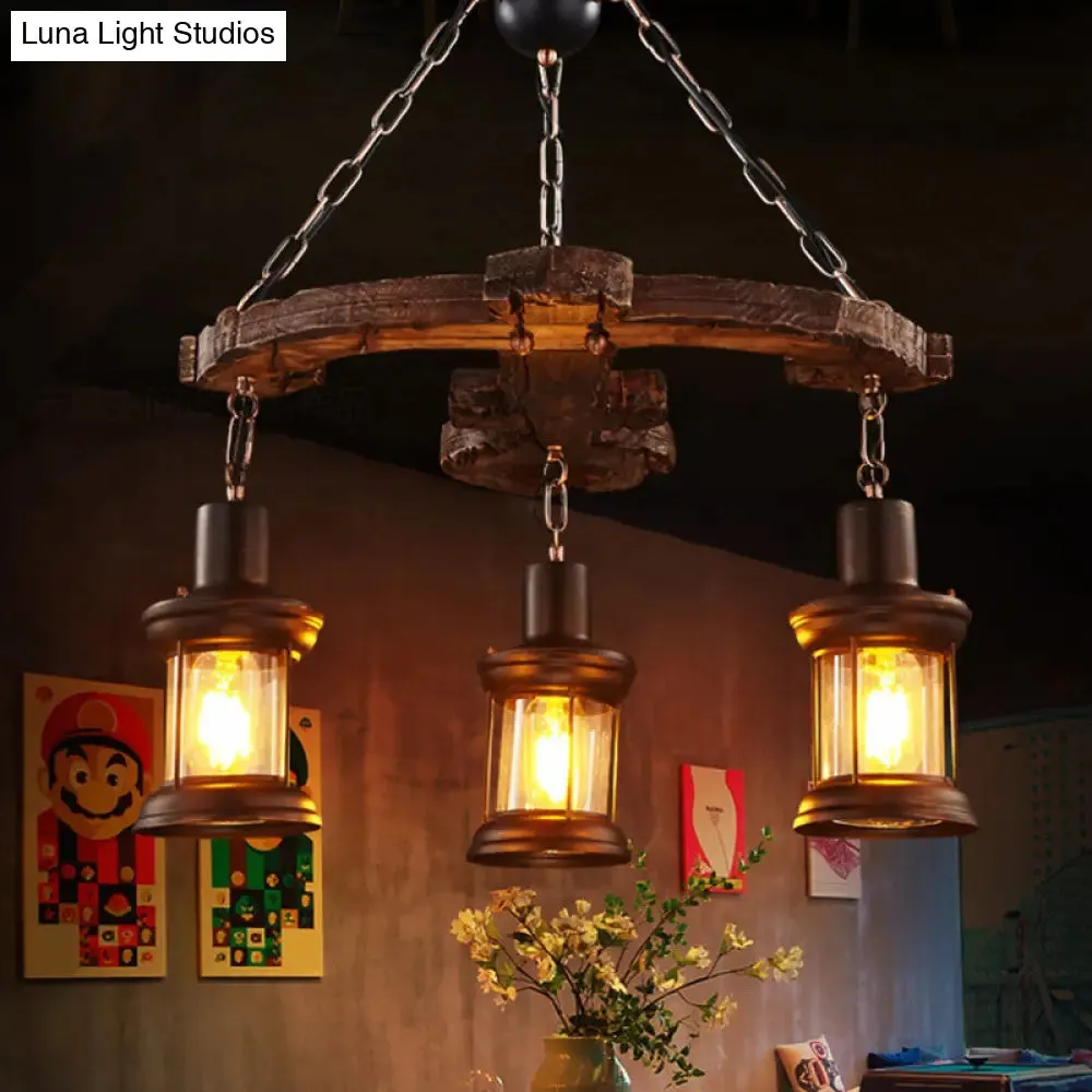 Coastal Wood Anchor Pendant Light in Beige for Coffee Shops