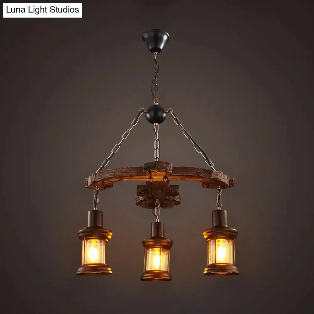 Coastal Wood Anchor Pendant Light in Beige for Coffee Shops