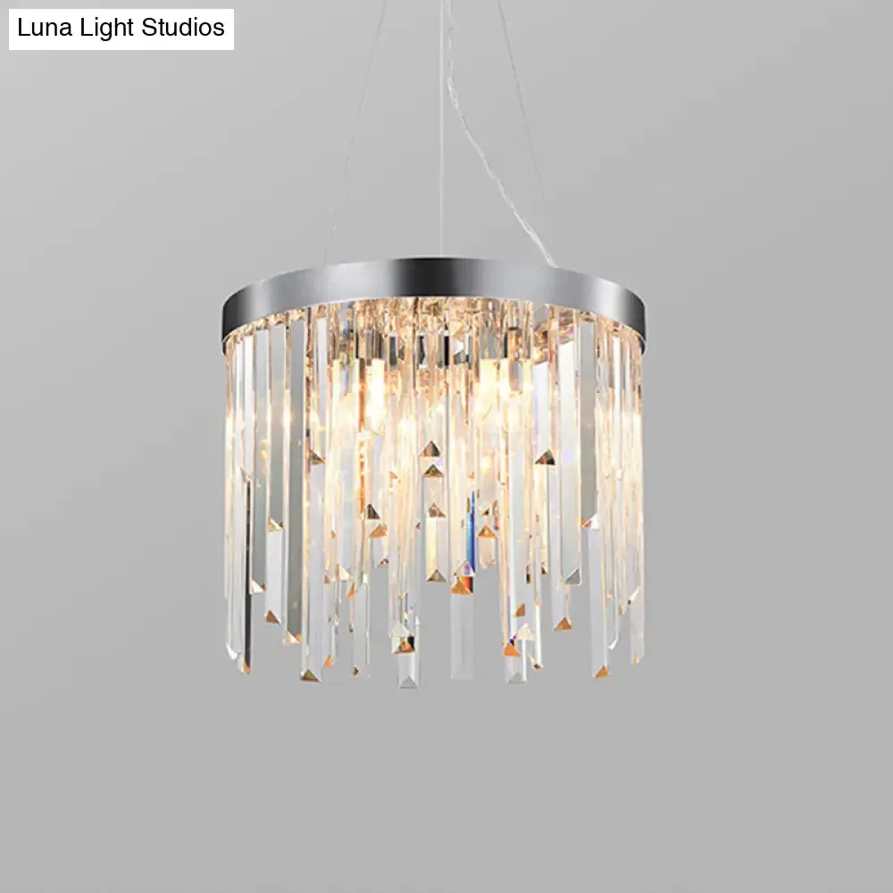 Contemporary Hanging Lamp Kit with Crystal Prisms, 2/6 Bulbs, 8"/16" Wide