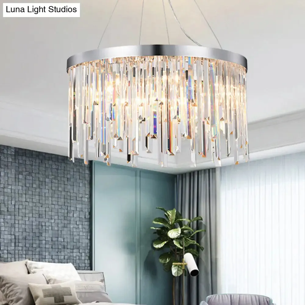 Contemporary Hanging Lamp Kit with Crystal Prisms, 2/6 Bulbs, 8"/16" Wide