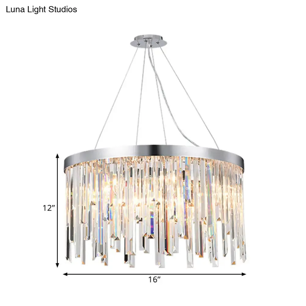 Contemporary Hanging Lamp Kit with Crystal Prisms, 2/6 Bulbs, 8"/16" Wide