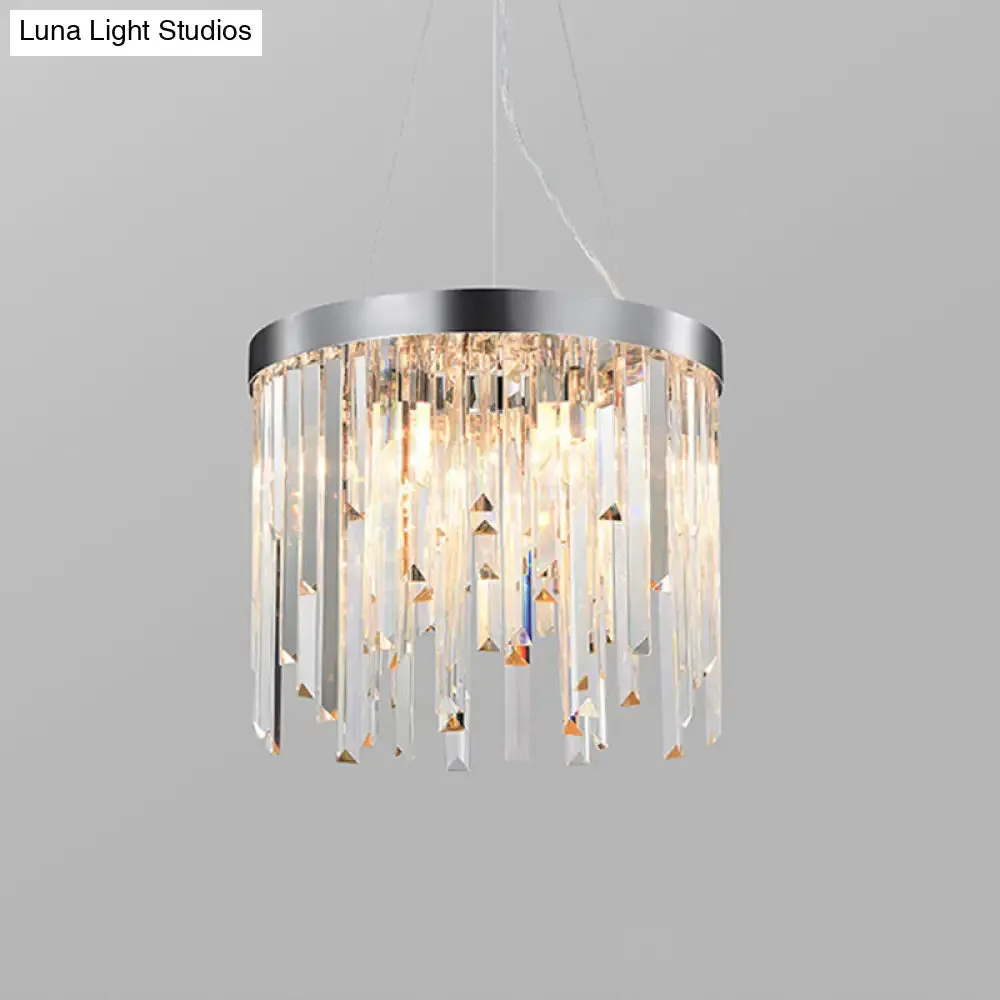 Contemporary Hanging Lamp Kit with Crystal Prisms, 2/6 Bulbs, 8"/16" Wide