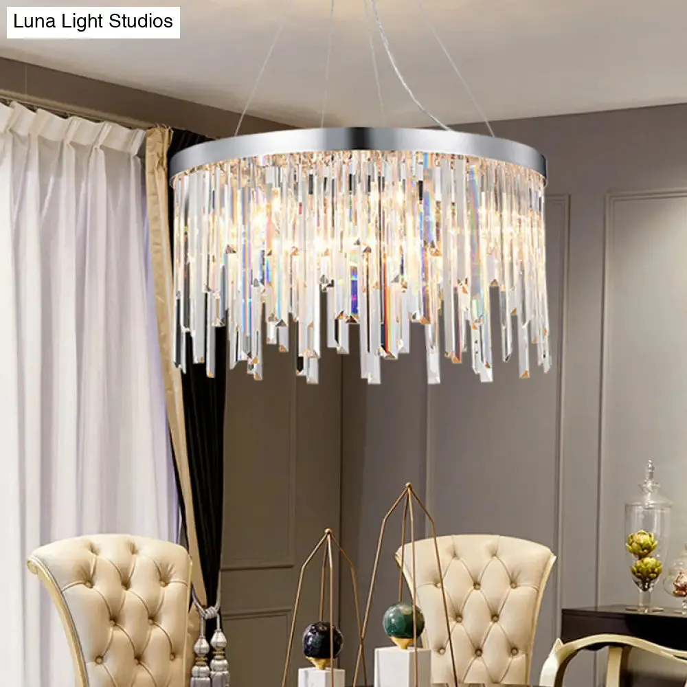 Contemporary Hanging Lamp Kit with Crystal Prisms, 2/6 Bulbs, 8"/16" Wide