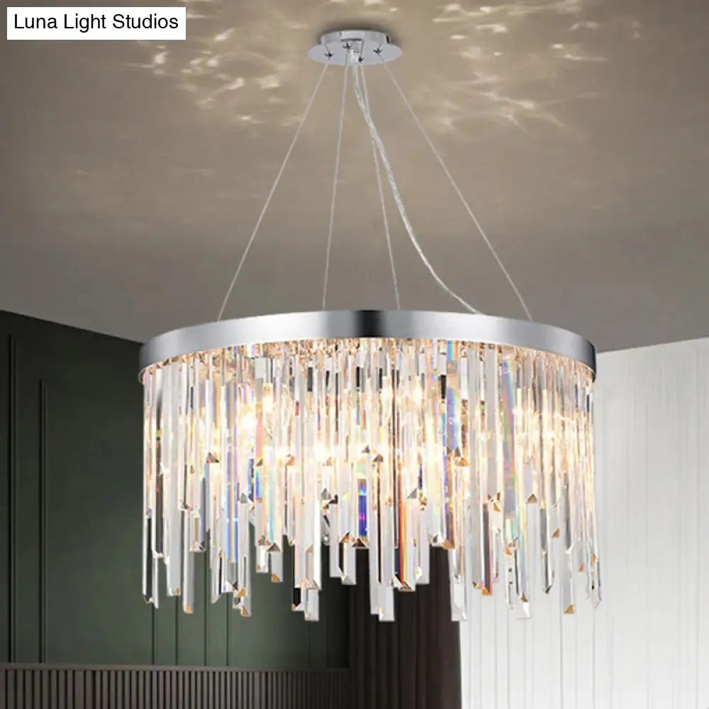 Contemporary Hanging Lamp Kit with Crystal Prisms, 2/6 Bulbs, 8"/16" Wide