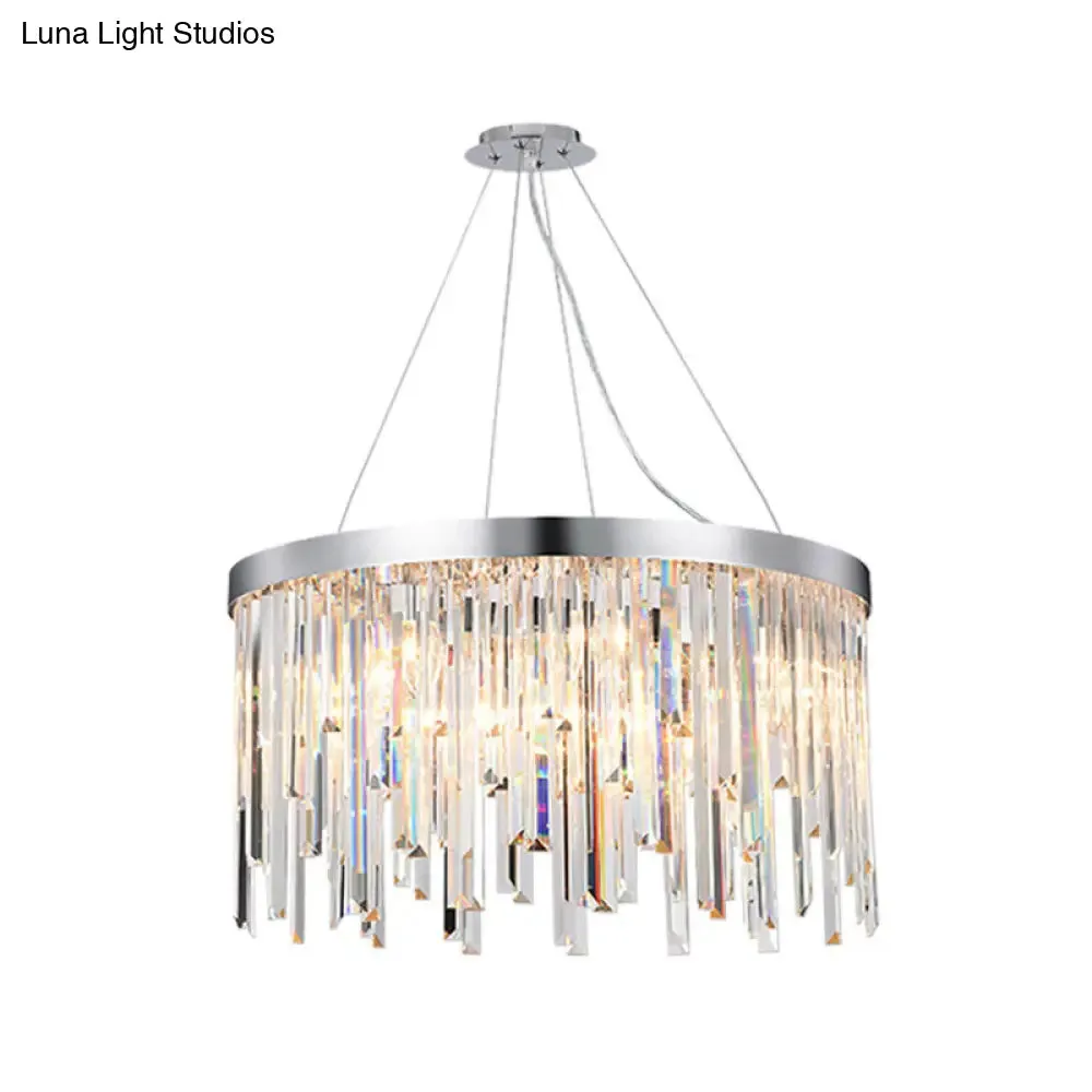 Contemporary Hanging Lamp Kit with Crystal Prisms, 2/6 Bulbs, 8"/16" Wide