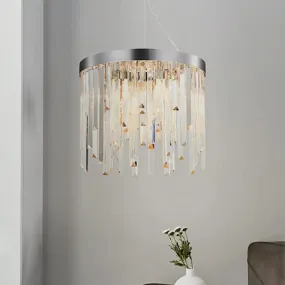 Contemporary Hanging Lamp Kit with Crystal Prisms, 2/6 Bulbs, 8"/16" Wide