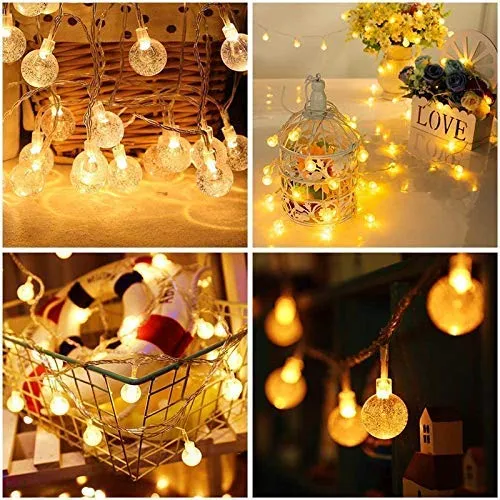 CORAL TREE 20 LED Crystal Bubble Ball String Fairy Lights for Decortaion Diwali Christmas Xmas Light for Diwali Home Decorations Lighting (Warm White, 3 Meter)