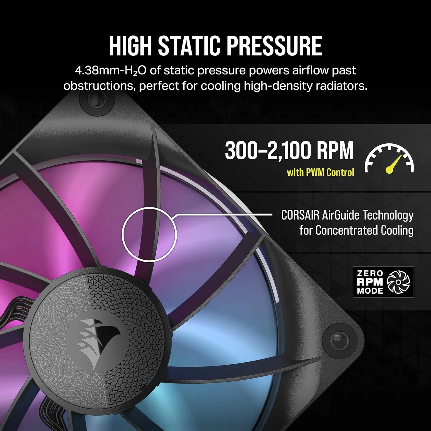 Corsair iCUE LINK RX120 RGB 120mm PWM Fan - Magnetic Dome Bearing - Black (Single)