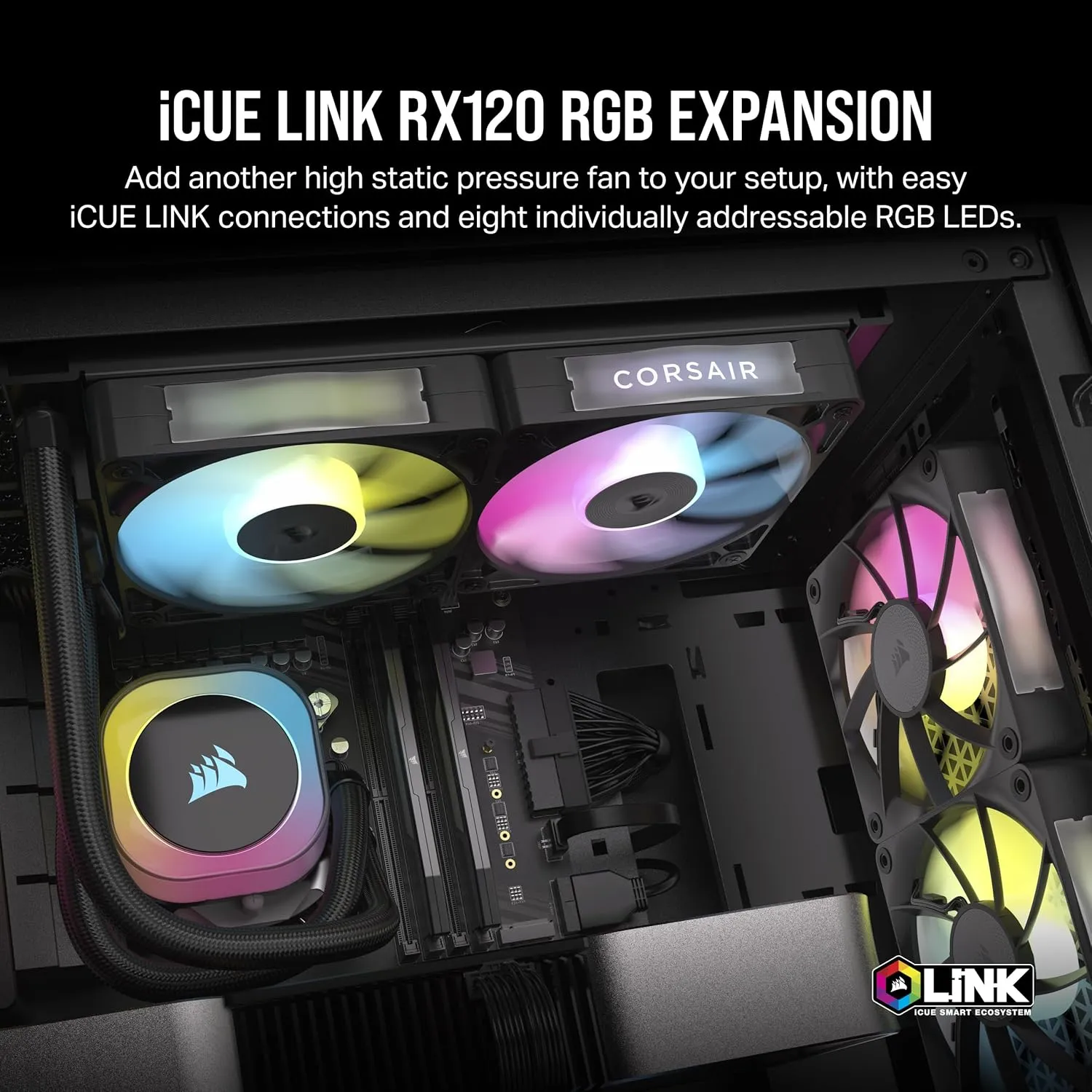 Corsair iCUE LINK RX120 RGB 120mm PWM Fan - Magnetic Dome Bearing - Black (Single)