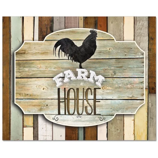 CounterArt Tempered Glass Counter Saver Cutting Board Country Rustic Rooster Farm House