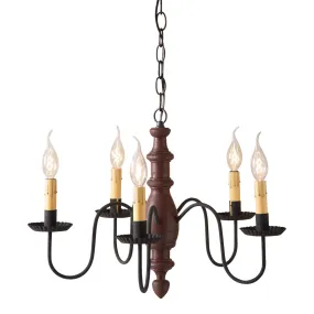 Country Inn Wood Chandelier in Americana Red