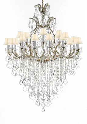 Crystal Chandelier Lighting Chandeliers H65" X W46" Great for the Foyer, Entry Way, Living Room, Family Room and More w/White Shades - A83-B12/WHITESHADES/52/2MT/24 1