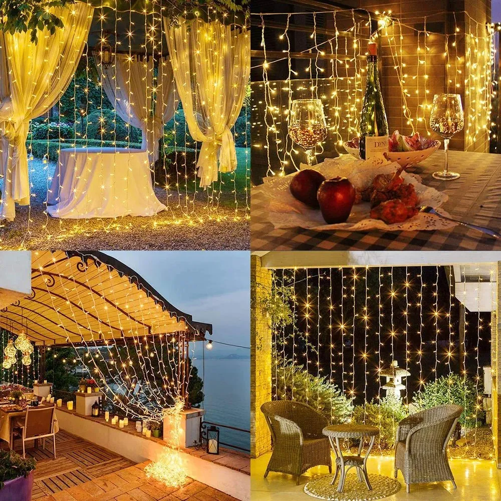 Curtain Christmas Lights 8 Modes Control - Remote Control Christmas Decorative Hanging String Lights