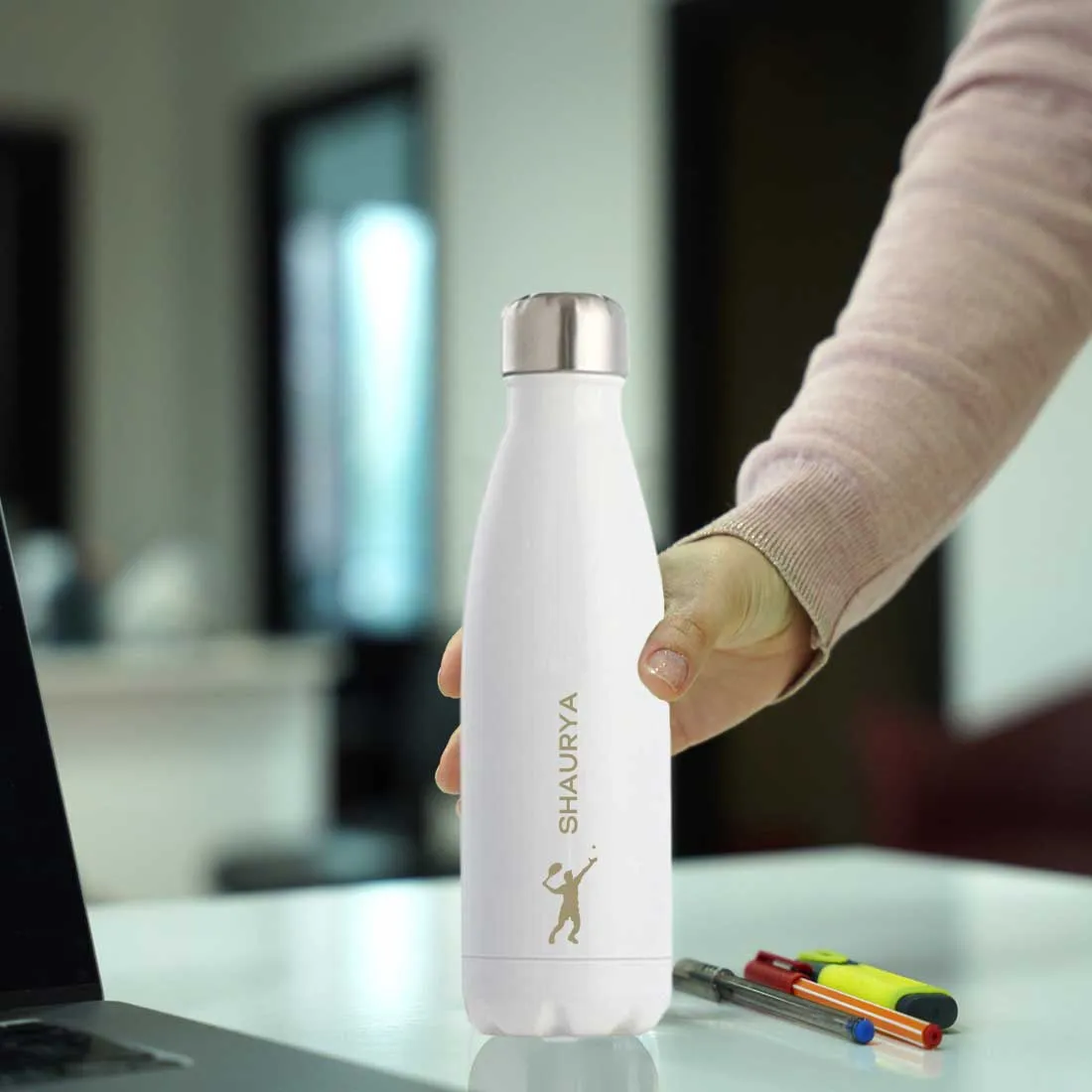 Customized Water Bottles With Name Stainless Steel Hot & Cold Cola Flask - 500ml -Tennis