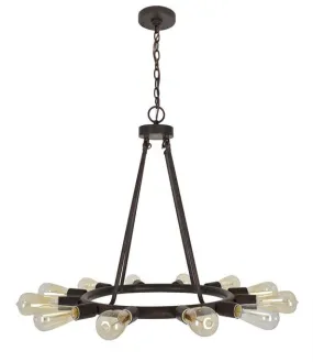 DAKOTA 12 LIGHT CHANDELIER, CHARCOAL BRONZE