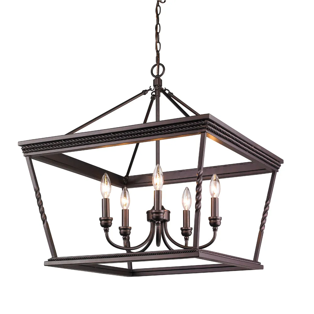 DAVENPORT 5 LIGHT CHANDELIER, ETRUSCAN BRONZE