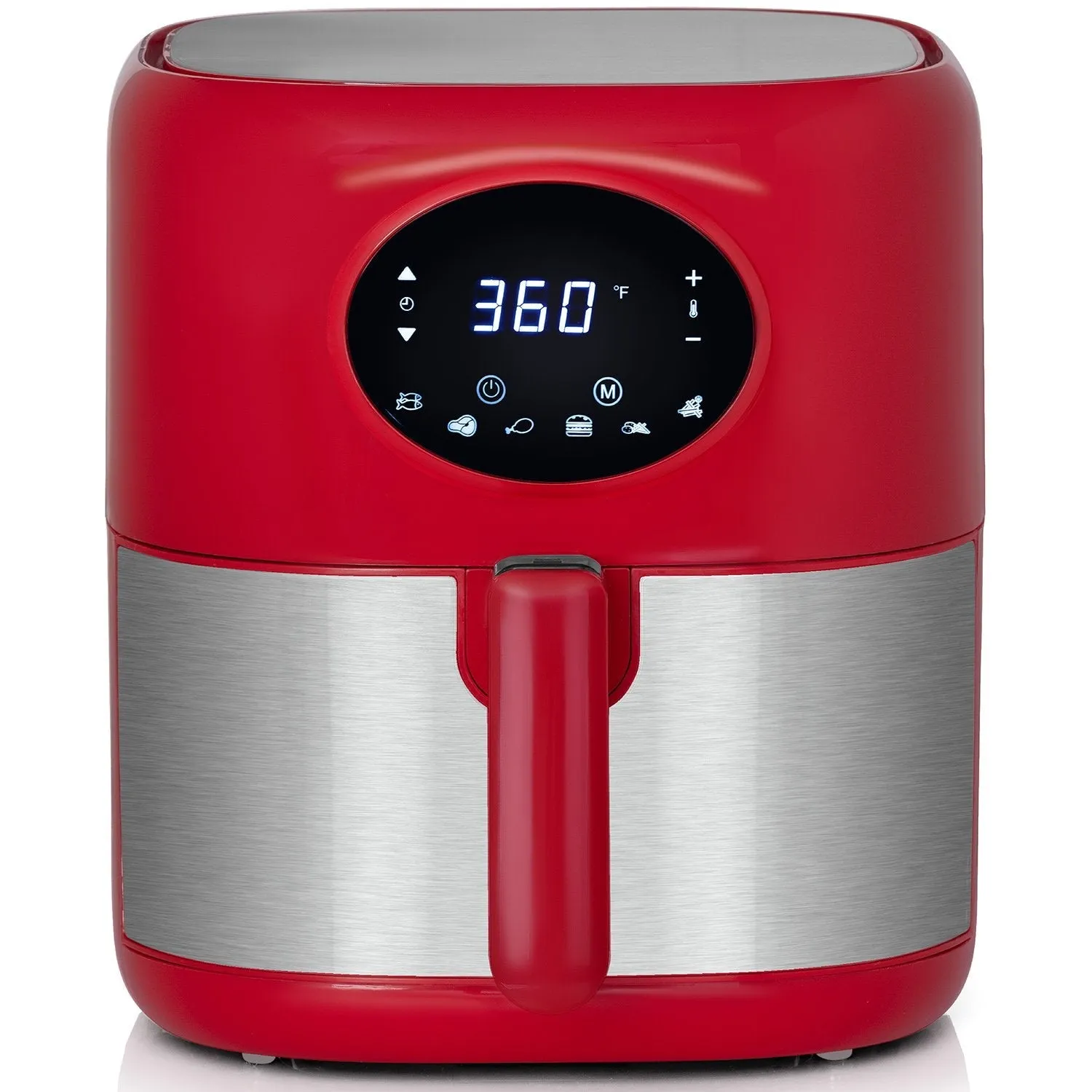 Deco Chef 3.7QT Digital Air Fryer with 6 Cooking Presets, Dishwasher Safe Basket, Red