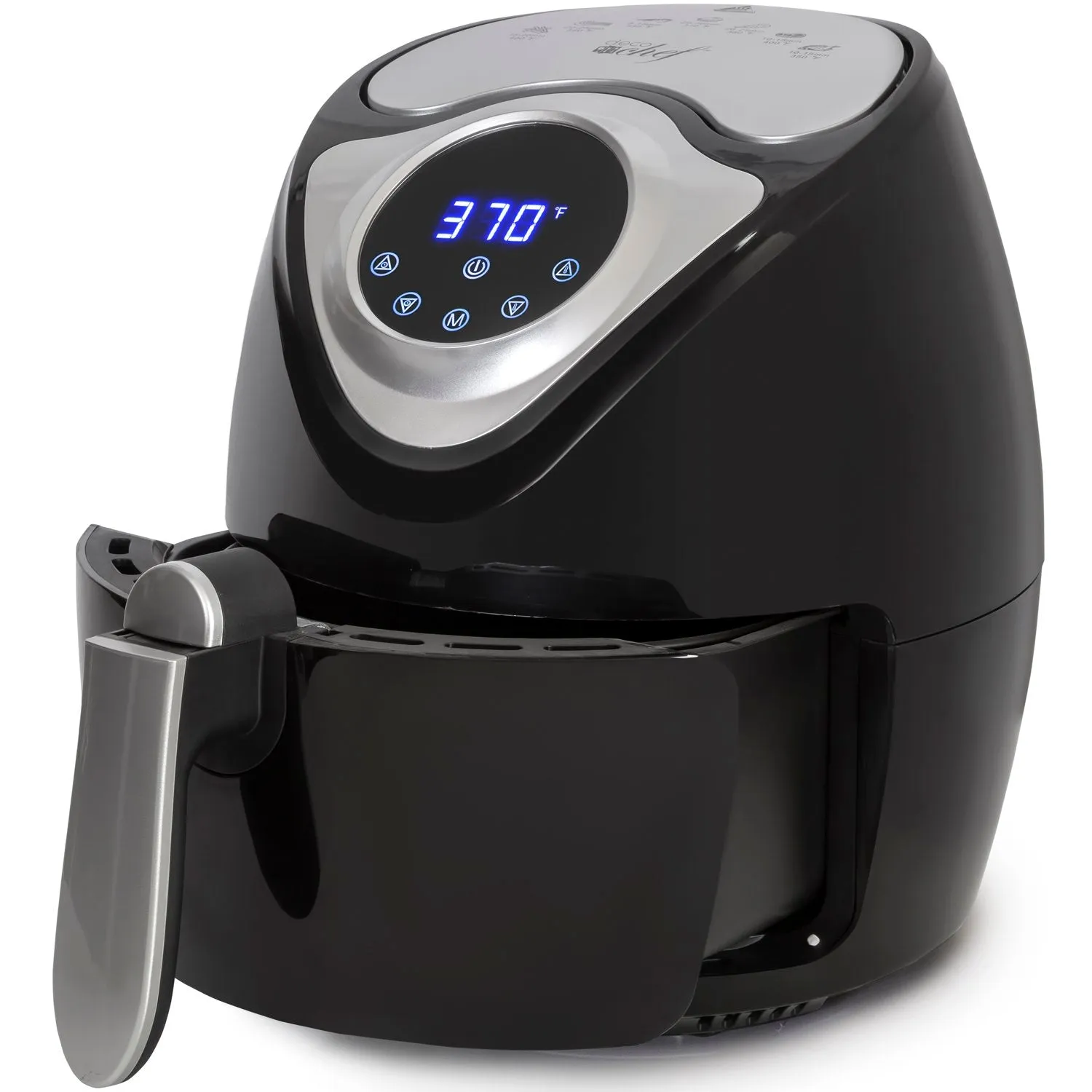 Deco Chef 3.7QT Personal Digital Air Fryer, 7 One-Touch Cooking Programs, 1300W, Black