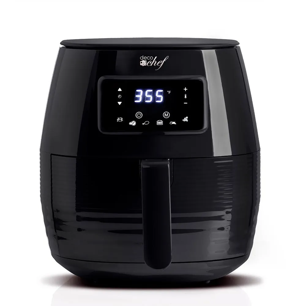 Deco Chef Digital 5.8QT Electric Air Fryer Healthier Cooking Black   6-Pcs Knife Set Black