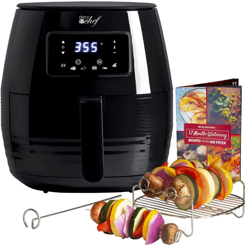 Deco Chef Digital 5.8QT Electric Air Fryer Healthier Cooking Black   6-Pcs Knife Set Black