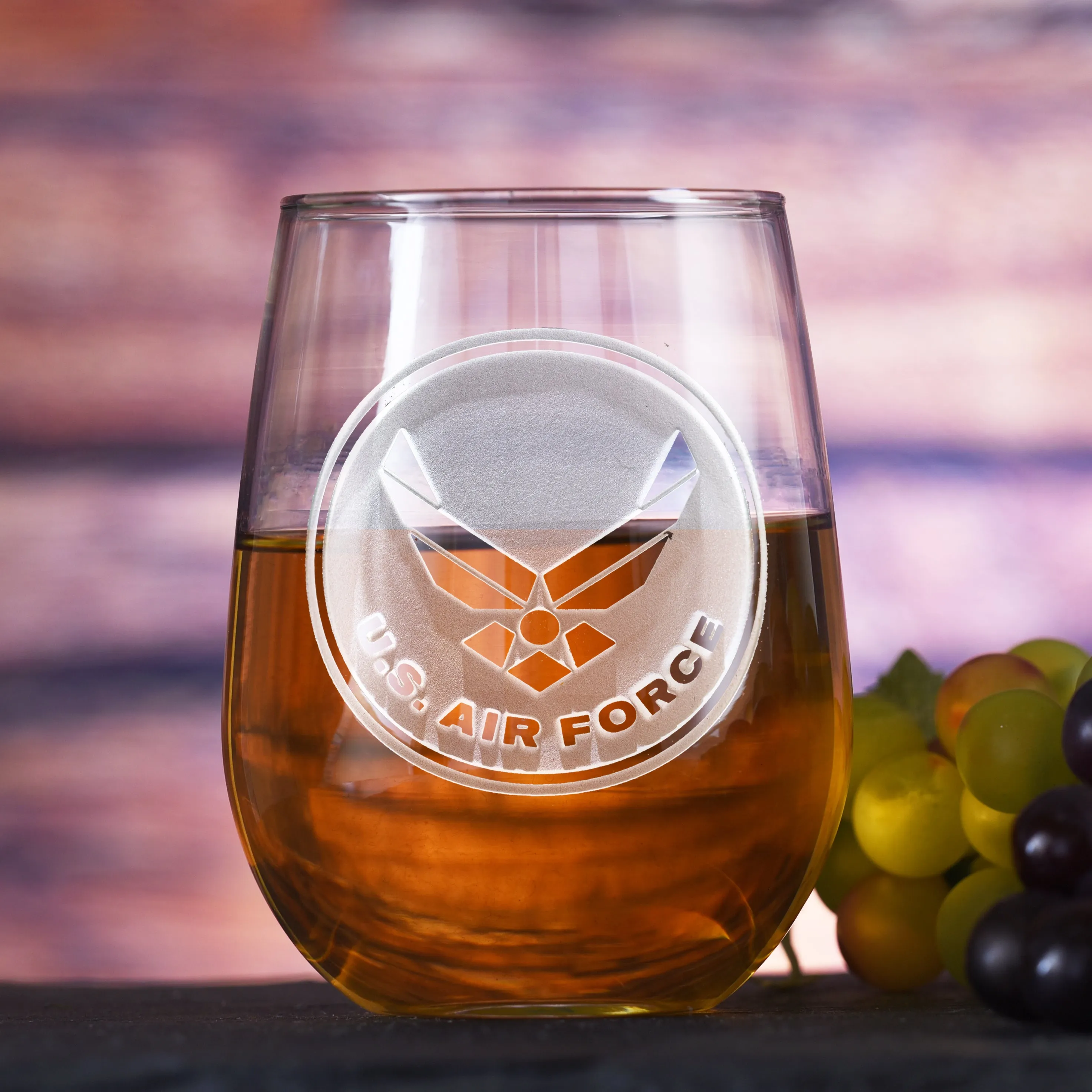 Deep Engraved Air Force Stemless Wine