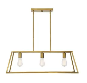 Denton 3 Light Warm Brass Linear Chandelier