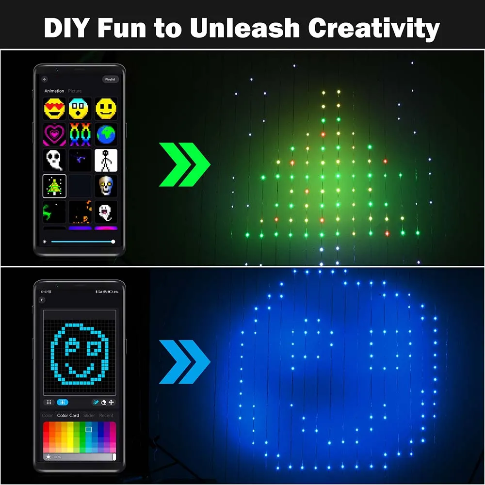 DIY Curtain Lights APP & Remote 16 million Color Changing