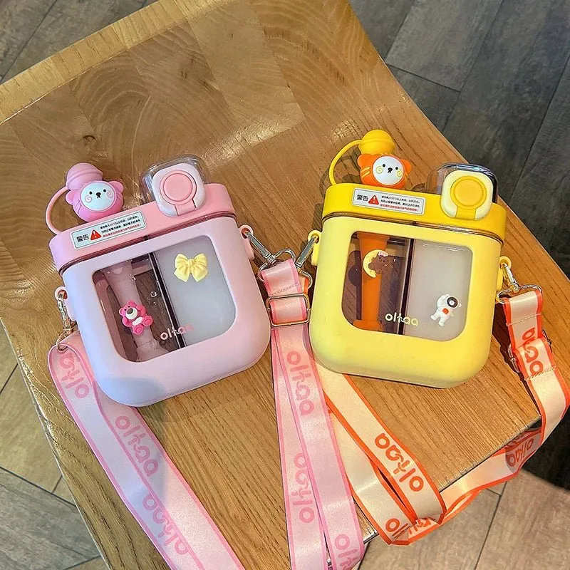 Double-Bin Drink More Kids Water Bottle - Portable Carrying Water Bottle With High Beauty Cartoon