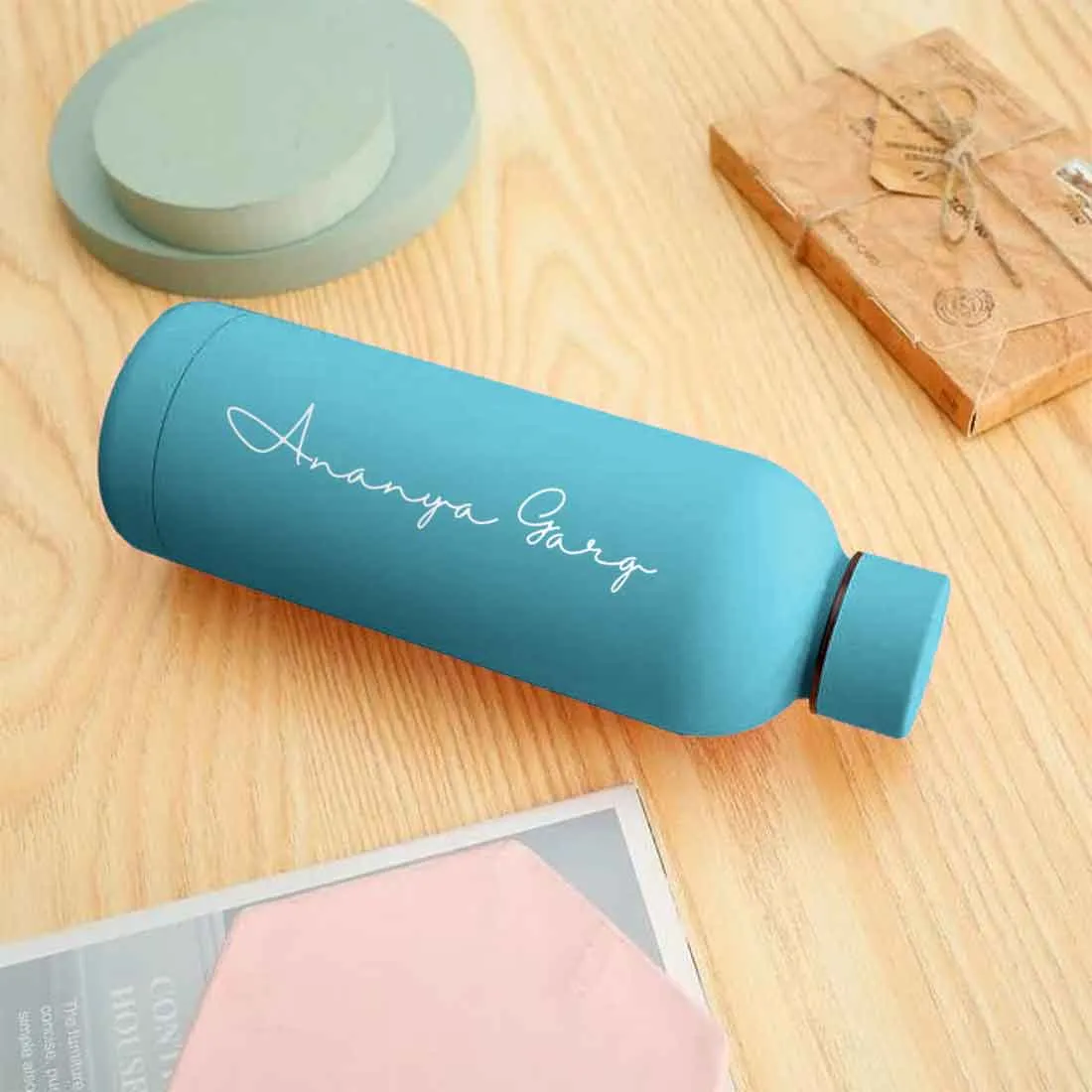 Double Insulated Water Bottle with Name 500ml Stainless Steel Bottles for Office Home Travel- BPA Free, Leakproof