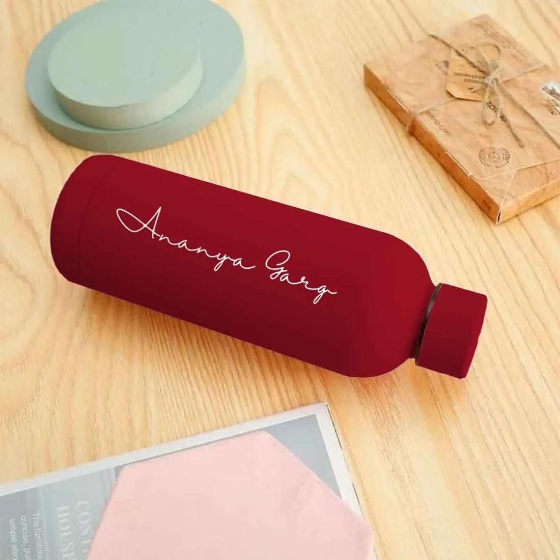 Double Insulated Water Bottle with Name 500ml Stainless Steel Bottles for Office Home Travel- BPA Free, Leakproof