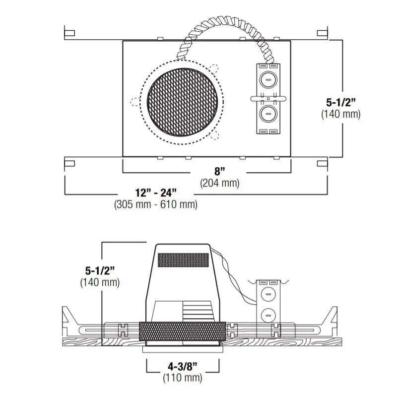 Elite FS4IC-AT 4" Incandescent Fire Shield IC/Non-IC New Construction Recessed Housing