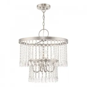 ELIZABETH 4 LIGHT PENDANT CHANDELIER, BRUSHED NICKEL