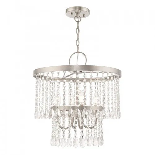 ELIZABETH 4 LIGHT PENDANT CHANDELIER, BRUSHED NICKEL