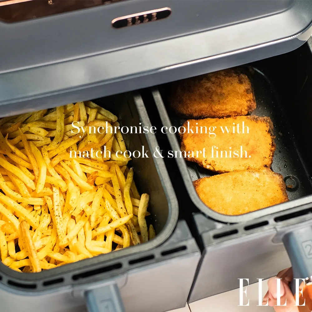 ELLE Air Fryer in Grey & Rose Gold, Triple Basket