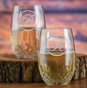 Engraved Crystal Stemless Wine, PAIR