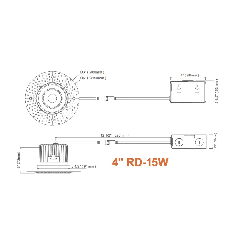 Envision LED 4" 15W Trimless-Line Round Downlight, 5CCT Selectable