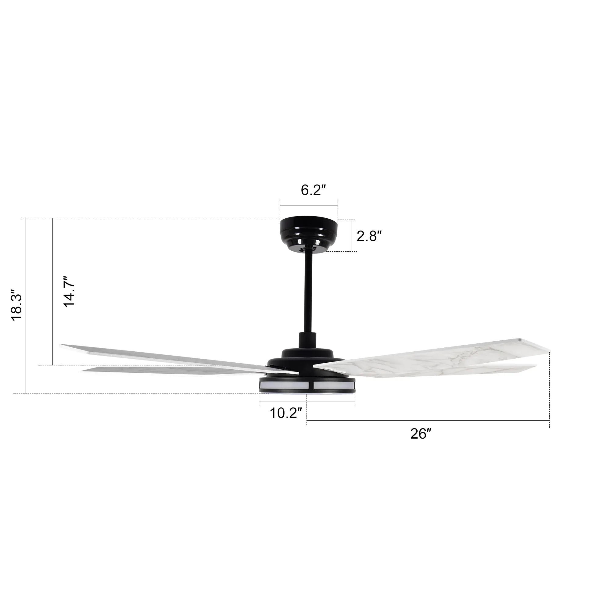 Explorer Smart Fan with LED Light and Remote Outdoor/Indoor 52 inch