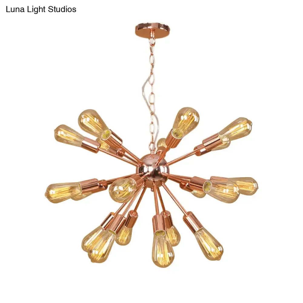 Farmhouse 18/21-Light Iron Chandelier: Copper/Gold Sputnik Ceiling Fixture for Dining Room