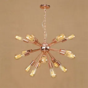 Farmhouse 18/21-Light Iron Chandelier: Copper/Gold Sputnik Ceiling Fixture for Dining Room