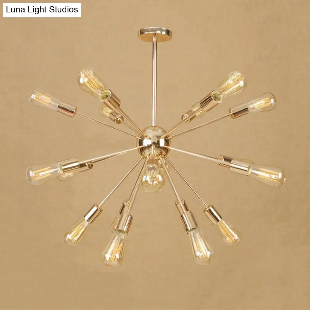 Farmhouse 18/21-Light Iron Chandelier: Copper/Gold Sputnik Ceiling Fixture for Dining Room