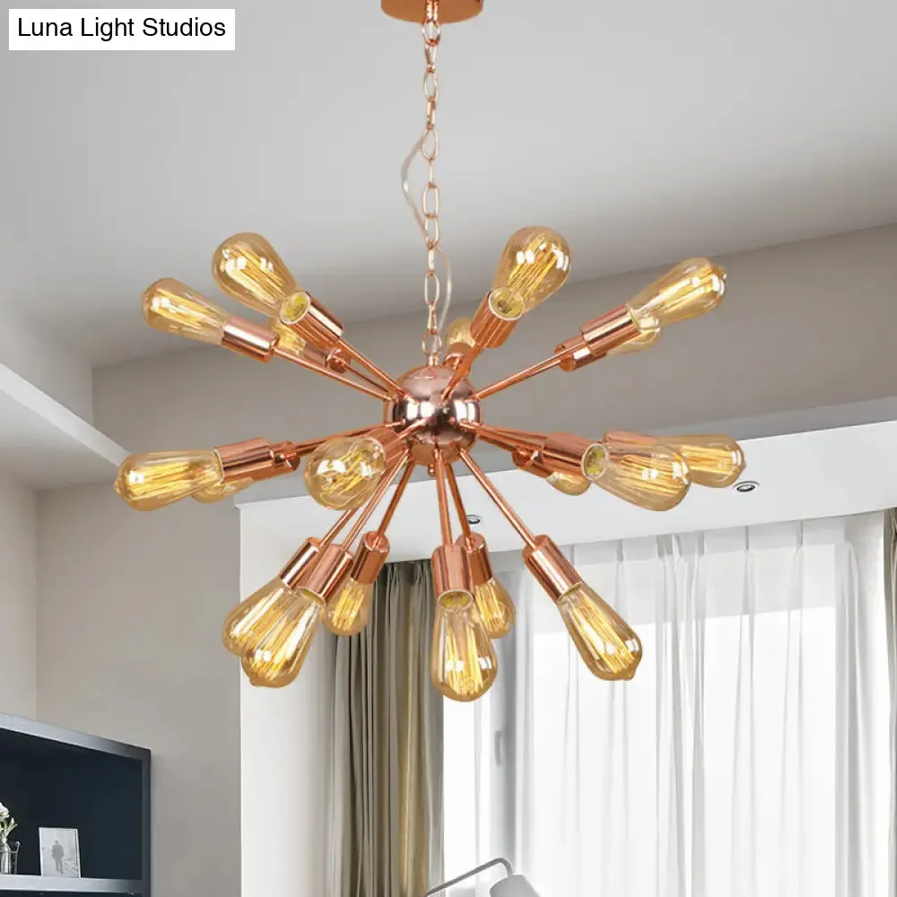 Farmhouse 18/21-Light Iron Chandelier: Copper/Gold Sputnik Ceiling Fixture for Dining Room