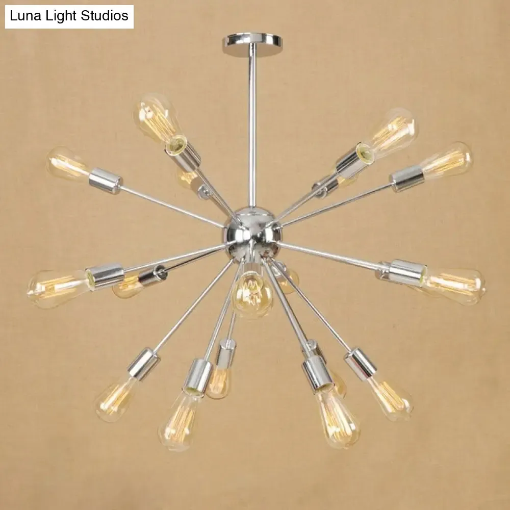 Farmhouse 18/21-Light Iron Chandelier: Copper/Gold Sputnik Ceiling Fixture for Dining Room