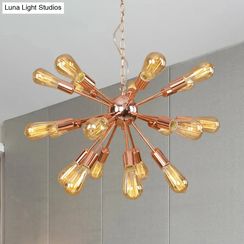 Farmhouse 18/21-Light Iron Chandelier: Copper/Gold Sputnik Ceiling Fixture for Dining Room