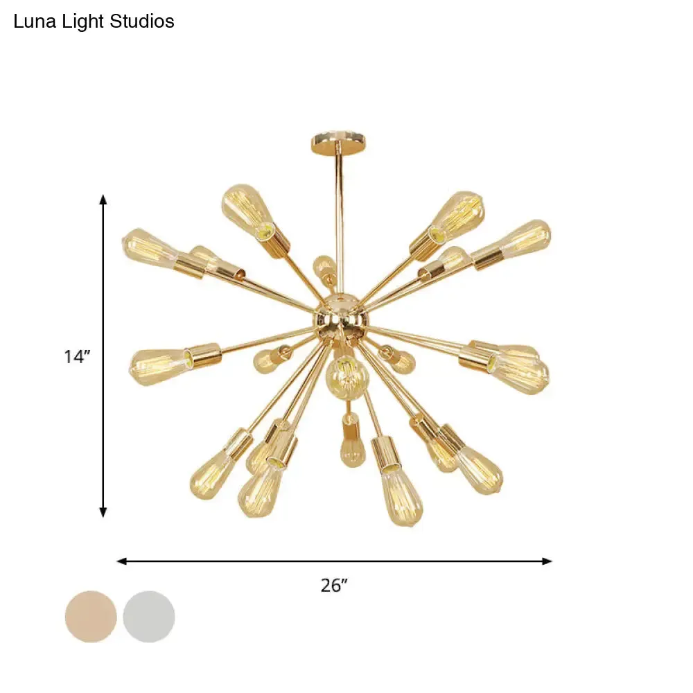 Farmhouse 18/21-Light Iron Chandelier: Copper/Gold Sputnik Ceiling Fixture for Dining Room