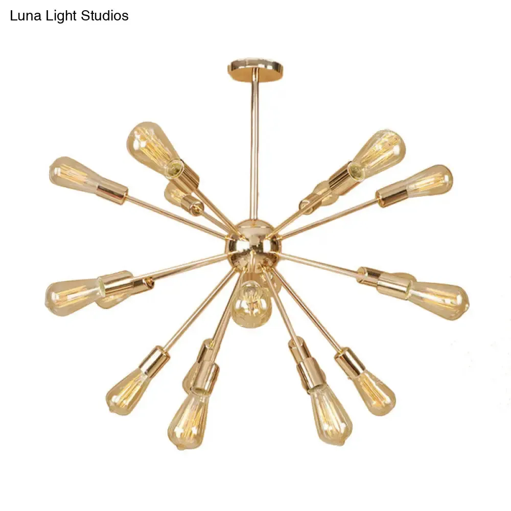 Farmhouse 18/21-Light Iron Chandelier: Copper/Gold Sputnik Ceiling Fixture for Dining Room