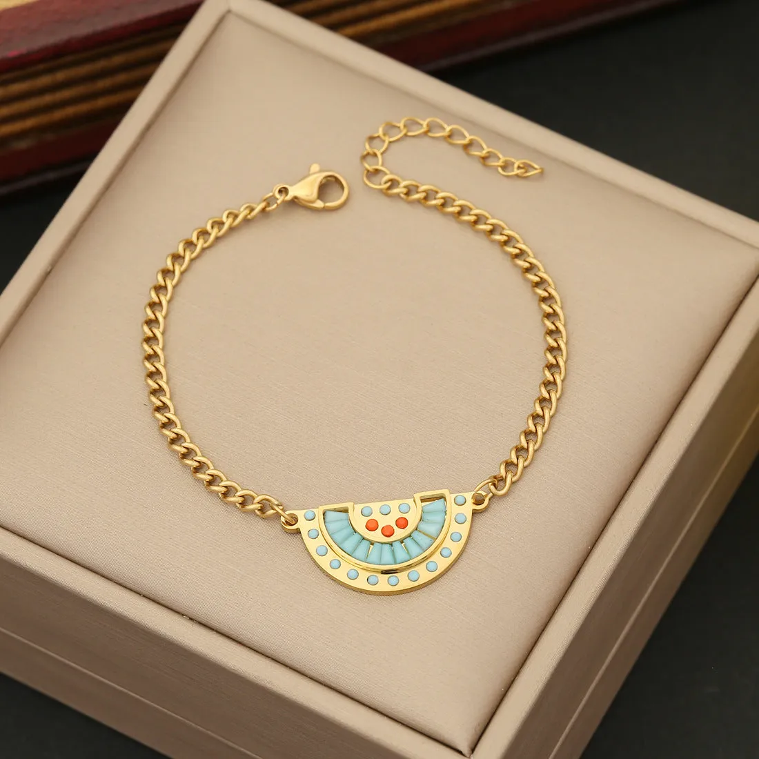 Fashion Fan-Shape Stainless Steel Electroplating Necklaces