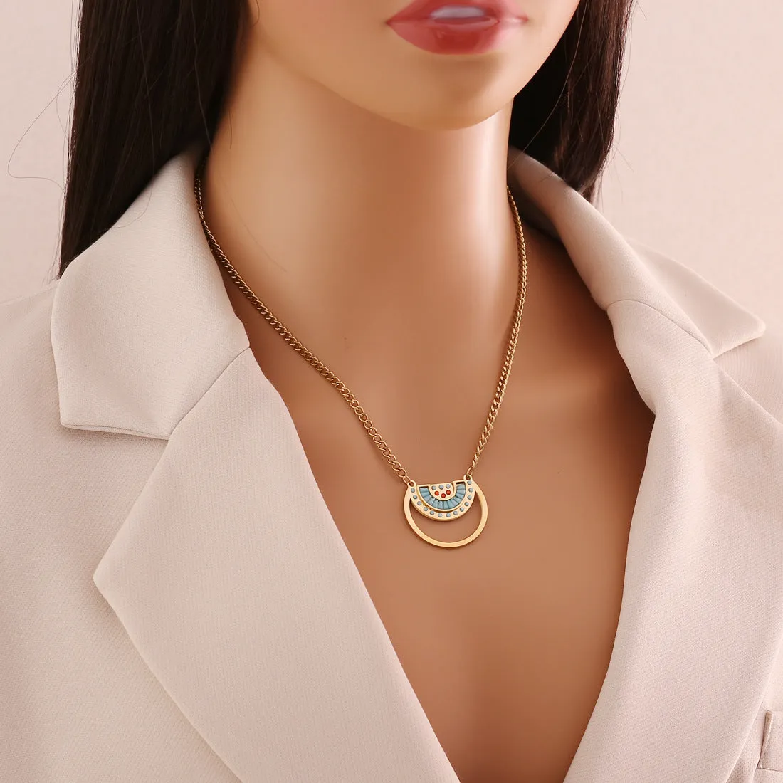 Fashion Fan-Shape Stainless Steel Electroplating Necklaces