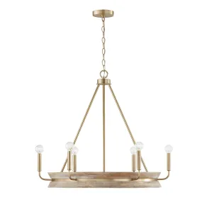 FINN 6-LIGHT CHANDELIER, WHITE WASH AND MATTE BRASS